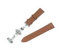 Soft Ultra Thin PU Leather Watchband 18mm 20mm 22mm With Stainless Steel Buckle Casual Wristband(Light Brown,20mm)