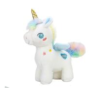Soft Unicorn Plush Toy Doll - 40cm Stuffed Cartoon Pony with Glitter Eyes, Rainbow Tail and Golden Horn, Cute Plush Doll for Girls Bedroom Decoration, Soothing Companion and Display