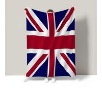 Soft Union Jack Flannel Throw Simple Stripes Cozy Fleece Plush Warm Blanket Kids For Bed Sofa Office Knee Pad, Bed Car Camp Beach Blanket Blue And Red Throw Blankets 80"X95"