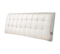 Soft Upholstered Bed Pillow with Synthetic Leather Headboard Cushion White 120x58x10cm Single/Double Size - Comfort & Support for Better Sleep