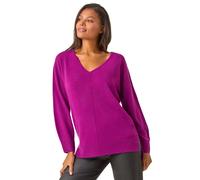 Soft V-Neck Side Split Knit Sweater Roman Plum 12