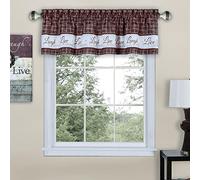 Soft Valance Window Curtains - 58 Inch Width, 14 Inch Length - Live, Love Laugh (Burgundy) - Wrinkle-Free Light Filtering Polyester Drapes for Bedroom Living & Dining Room by Achim Home Decor