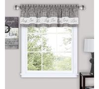 Soft Valance Window Curtains - 58 Inch Width, 14 Inch Length - Live, Love Laugh (Grey) - Wrinkle-Free Light Filtering Polyester Drapes for Bedroom Living & Dining Room by Achim Home Decor