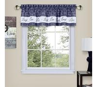 Soft Valance Window Curtains - 58 Inch Width, 14 Inch Length - Live, Love Laugh (Navy) - Wrinkle-Free Light Filtering Polyester Drapes for Bedroom Living & Dining Room by Achim Home Decor