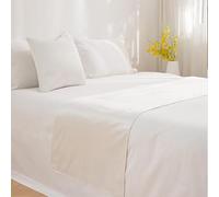 Soft Velvet Bed Runner with Matching Cushs ry Hotel Bedding Set Cozy Bedread for Inn & B&B P Bed Scarf - White || Includes 1 Pillowcase