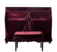 Soft Velvet Decorated Piano Cover Macrame Hand Wash Practical Home With Protective Anti-scratch for All Upright Pianos(Red Piano cover)