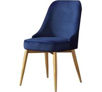 Soft Velvet Dining Chair with Backrest - Stylish Blue Upholstered Chair for Computer Nail Art Makeup Balcony and Banquet - Elegant Gold Legs for Leisure Use
