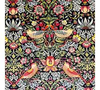 Soft Velvet Fabric - William Morris Strawberry Thief Ebony Black - Upholstery Curtain Cushion Craft Fabric Material - 150 cm Wide