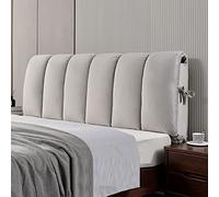 Soft Velvet Headboard Cover King Size Bed Cushion Anti Collision Protection Decorative Pillowcase for Wood Iron Leather Headboards 180x60cm Gray Color.