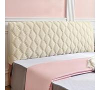 Soft Velvet Headboard Cover, Stretchable Elastic Bed Head Protector, Dustproof Washable Headboard Slipcover for Single Double Beds - Beige, Size: 210cm