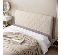Soft Velvet Headboard Cover Washable & Dustproof Thick Stretch Fabric for King/Double Bed Modern Design Off White 190cm Padded Protection for Full Headboard