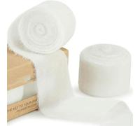 Soft Velvet Ribbon, 1.5 Yards/roll 4cm Handmade Frayed Velvet Ribbon Edged Wrinkle Ripped Wedding Party Flower Bouquet Packing DIY Decorations(White)