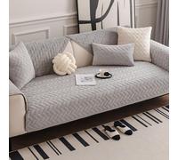 Soft Velvet Sofa Cover - Fluffy Waterproof & Wear-Resistant Slipcovers for 1-5 Seater Furniture Pet-Friendly Protection - Gray 110x160cm