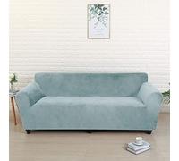 Soft Velvet Sofa Cover Stretchable Non-Slip Couch Protector Washable Fur Cover for Pets Blue Fits 1-Seater (90-140 cm) - Ideal for Dogs & Cats