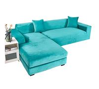 Soft Velvet Sofa Cover with Peninsula 2Piece d Couch Protector for Dogs & Cats Elastic Bottom Furniture ShieldSky Blue Fits 3+3 Seats