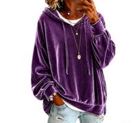 Soft Velvet Sweatshirt Women Long Sleeve Hooded Pullover