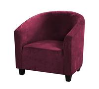 Soft Velvet Tub Chair Cover - High Stretch Bucket Chair Covers Soft Club Chair Covers Armchair Slipcovers for Dining Living Room Internet Cafe Bar Office Reception (Wine Red)