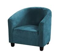Soft Velvet Tub Chair Cover - High Stretch Bucket Chair Covers Soft Club Chair Covers Armchair Slipcovers for Dining Living Room Internet Cafe Bar Office Reception (Peacock Blue)
