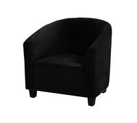 Soft Velvet Tub Chair Cover - High Stretch Bucket Chair Covers Soft Club Chair Covers Armchair Slipcovers for Dining Living Room Internet Cafe Bar Office Reception (Black)