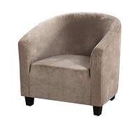 Soft Velvet Tub Chair Cover - High Stretch Bucket Chair Covers Soft Club Chair Covers Armchair Slipcovers for Dining Living Room Internet Cafe Bar Office Reception (Brown)