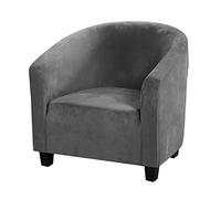 Soft Velvet Tub Chair Cover - High Stretch Bucket Chair Covers Soft Club Chair Covers Armchair Slipcovers for Dining Living Room Internet Cafe Bar Office Reception (Grey)