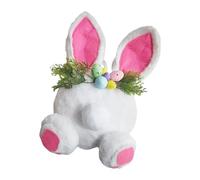 Soft Velvety Easter Decoration with Big Rabbits Ears and Colorful Ornaments Adjustable Strap Comfortable Touch 28x20cm Size Perfect for Spring Holiday Decor Easters Tree Toppers Spring Decors Fabric
