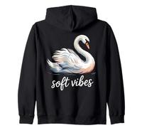 soft vibes Swan Calm Peaceful Serene Minimalist Bird Zip Hoodie