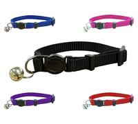 Soft Vibrant Kitten/Cat Nylon Collar with Safety Release and Bell (Black)