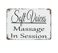 Soft Voices Massage in Session Therapy Spa Salon Signs with Quotes Motivational Wall Art Rustic Decorations Housewarming Gift 8"x12"