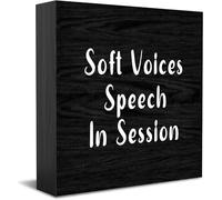 Soft Voices Speech In Session New Home Decor Rustic Gift Ideas Wood Sign Desk Shelf Farmhouse Room Decorations 5 × 5 Inch