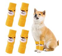 Soft Warm Dog Leg Warmers - 4 Pcs Pet Socks With Cute Bear Design, Winter Knitted Cover Sleeves, Elbow Protector for Puppy Kitten Small Medium Dogs Cats (M)