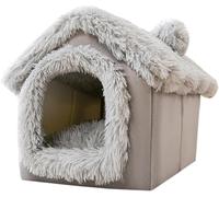 Soft Warm Fleece Enclosed Pet Bed Hooded Cave Sleeping Cabin with Removable Washable Lining Cozy Tent-like House for Dogs and Cats