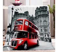 Soft Warm Fleece Throw Blanket, London Bus Pattern Throw Blanket for Gifts, Bedding for Bed Couch Microfiber Washable, Retro Blanket Perfect for Adults or Children's 59x78 inch
