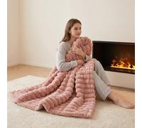 Soft Warm Milk Velvet Blanket Contemporary Style Machine Washable Suitable for Bed Sofa Camping All-Season Use Polyester-39.37 * 59.06-Pink