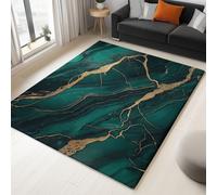 Soft Washable Area Rug 60 x 120 cm, Non-Slip Microfiber Cashmere Carpet Dark Fantasy Malachite Marble, for Living Room Bedroom, Kids Room Pets - Dark green