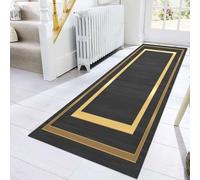 Soft Washable Black Runner Rug for Hallway Kitchen & Bathroom - Anti-Slip Floor Mat Area Rug Various Sizes (70×400cm/2.3ft×13.1ft) - Stylish & Durable
