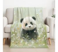Soft Watercolor Fleece Blanket Dreamy Soft Panda Lightweight For Adults Kids 27in × 40in (70cm × 100cm),Green