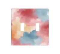 Soft Watercolor Texture Blue Red Yellow Double Gang Toggle Light Cover Wall Plate Switch Decor Standard Size - 11.4x11.4cm