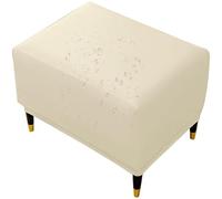 Soft Waterproof Ottoman Cover Square Stainproof PU Leather Stretch Footrest Slipcover with Elastic Bottom Water-Resistant Foot Stool Protector Wipe Clean for FoldingStorage Ottomanstools(White,M)