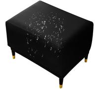 Soft Waterproof Ottoman Cover Square Stainproof PU Leather Stretch Footrest Slipcover with Elastic Bottom Water-Resistant Foot Stool Protector Wipe Clean for FoldingStorage Ottomanstools(Black,L)