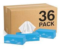 Soft White Facial Tissues Bulk Pack, 36 Boxes of 100, 3,600 Total, 2-Ply | 100% virgin wood pulp with hygienic plastic film and lift-up base flaps; ideal for offices, schools, hotels and care homes