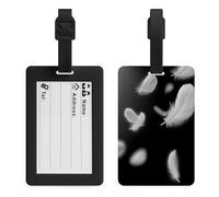 Soft White Feathers Luggage Tag Travel Bag Suitcase Baggage Name Tags