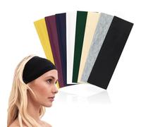 Soft Wide Elastic Hairbands for Makeup and Face Washing - Set of 8 Multicoloured Non-Slip Stretchable Fabric Headbands for Women, Men, Adults & Teens, Daily Use & Skincare Routines