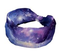 Soft Wide Headband, Headbands for Women Girls, Stretchy Knotted Headwraps, Mystery Universe Starry Night Sky Purple Fashion Sports Hairdband for Yoga, Workout Gym, Running