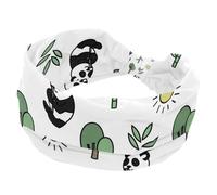 Soft Wide Headbands, Headband for Women, Cute Panda Eating Bamboo Sun Tree Cartoon Non Slip Workout Hairbands for Yoga Fitness Travel Gym, Hair Accessories