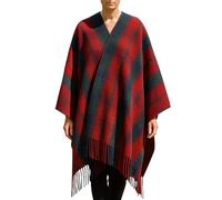 Soft wool cape made in Scotland - Thick, Warm Winter Poncho - 160cm x 100cm Robertson Red Tartan - Long Cape Blanket Poncho - Mothers day, Gift for Christmas - Home, Travel, Camping