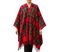 Soft wool cape made in Scotland - Thick, Warm Winter Poncho - 160cm x 100cm Royal Stewart Tartan - Long Cape Blanket Poncho - Mothers day, Gift for Christmas - Home, Travel, Camping