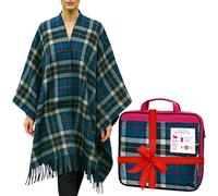 Soft wool cape made in Scotland - Thick, Warm Winter Poncho - 160cm x 100cm TartanTMSN Blue Tartan - Long Cape Blanket Poncho - Mothers day, Gift for Christmas - Home, Travel, Camping