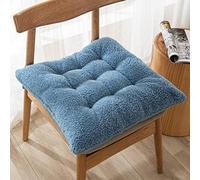 Soft Wool chair cushions With Ties, Fluffy Thick Square Seat Cushion, Comfortable Plush Cushion for Winter, Suitable for Home Office Chair,Lightblue,20 Inchx20 Inch