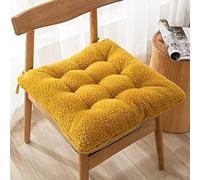 Soft Wool chair cushions With Ties, Fluffy Thick Square Seat Cushion, Comfortable Plush Cushion for Winter, Suitable for Home Office Chair,Yellow,20 Inchx20 Inch